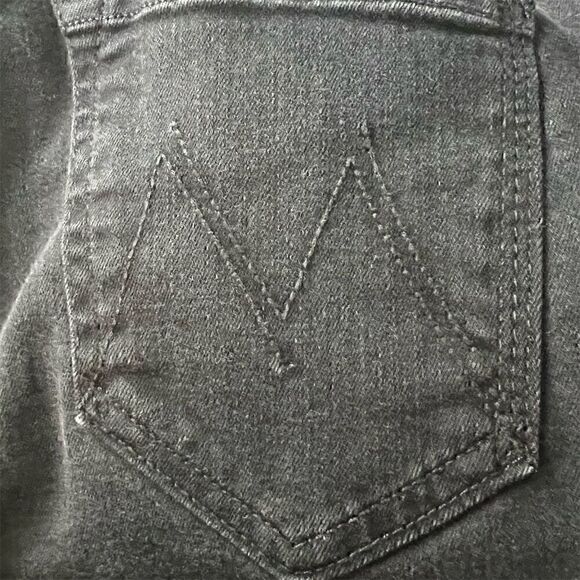 MOTHER The Looker Crop Skinny Jeans Black Denim Women's Size 25 Five-Pocket - Picture 6 of 11